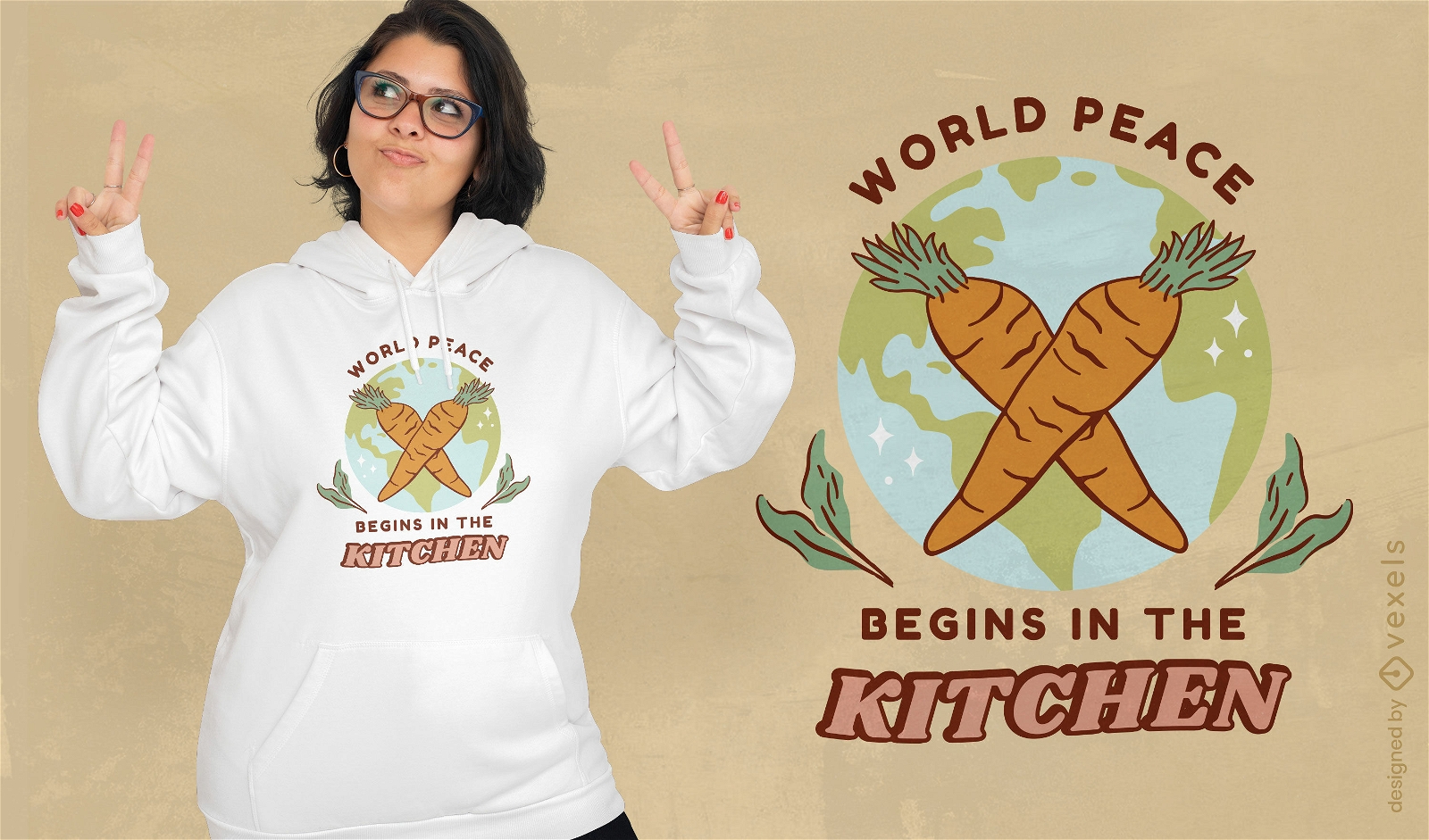 Diseño de camiseta de comida vegana saludable de zanahorias.