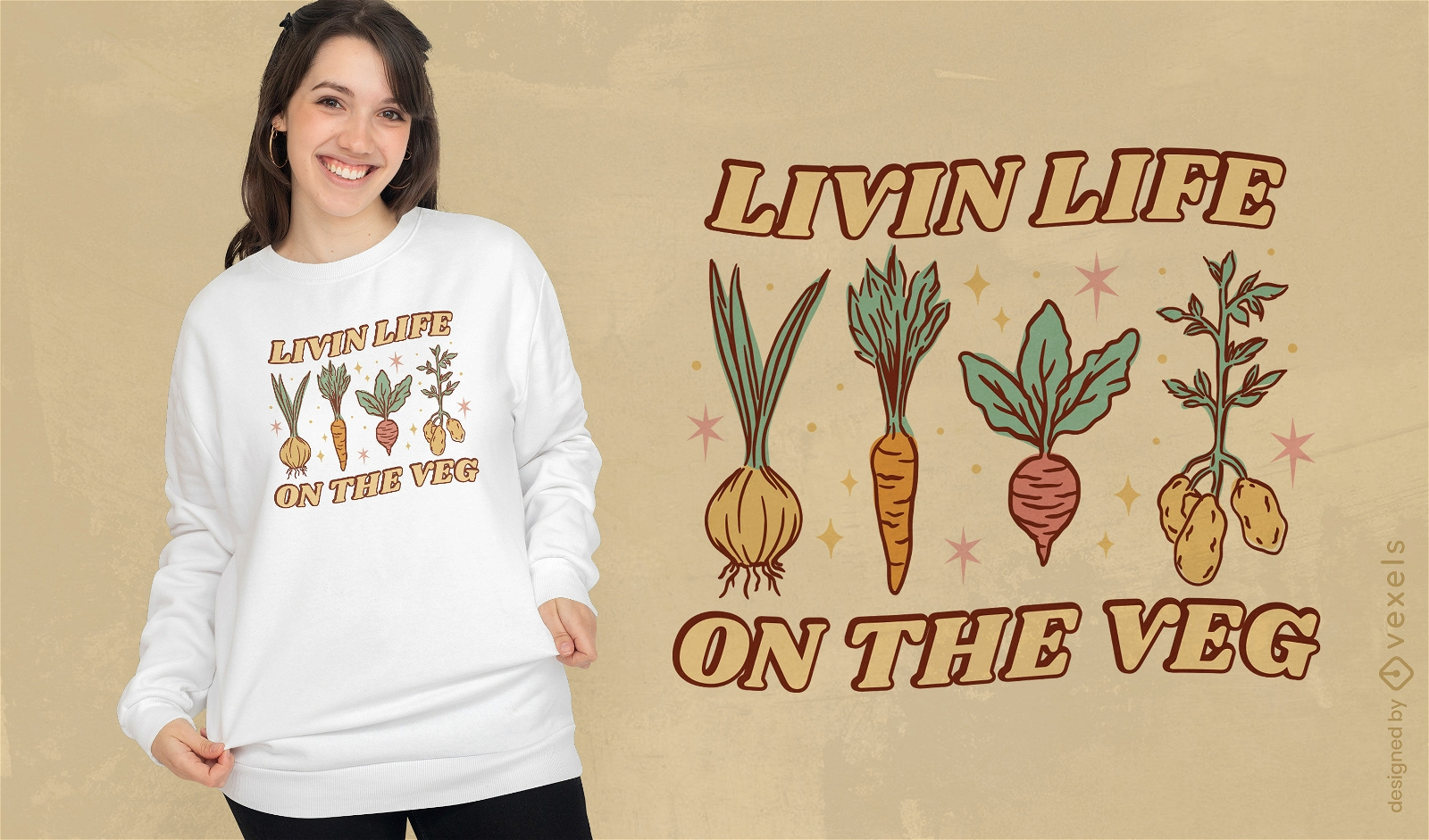 Design de t-shirt de estilo de vida vegano de legumes