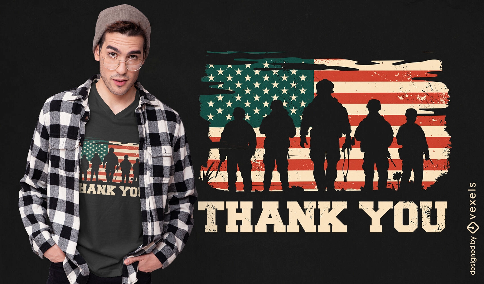 Diseño de camiseta de veteranos de la bandera de EE. UU.