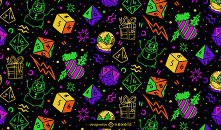 Diseño de patrón de juego de dados de rol navideño