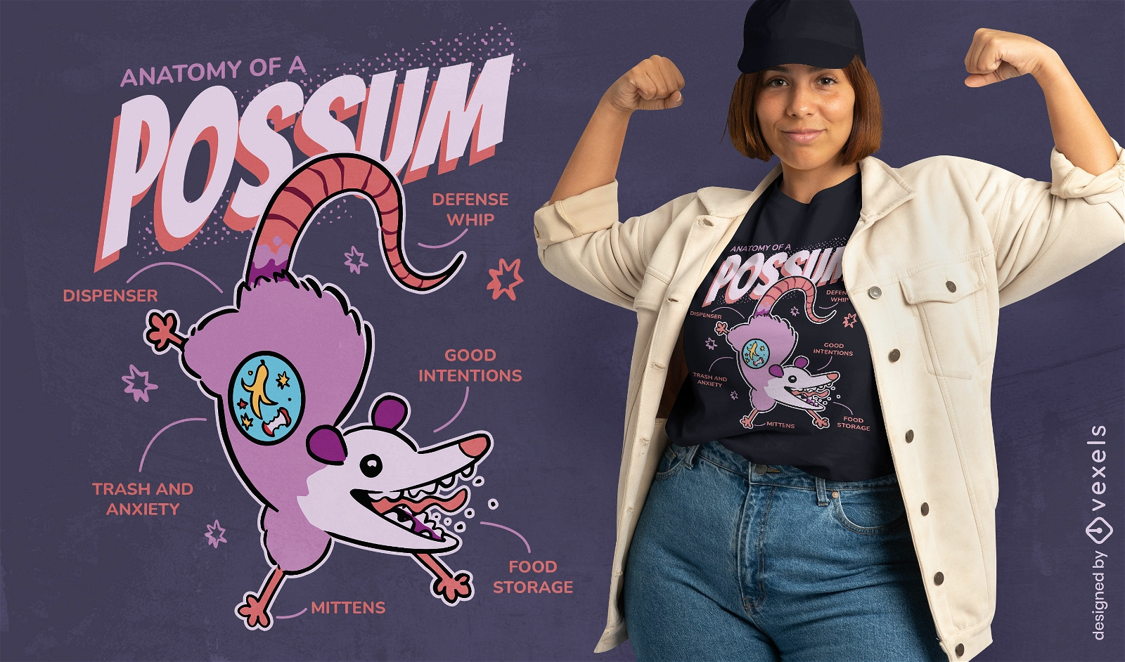 Opossum-Anatomie-T-Shirt-Design