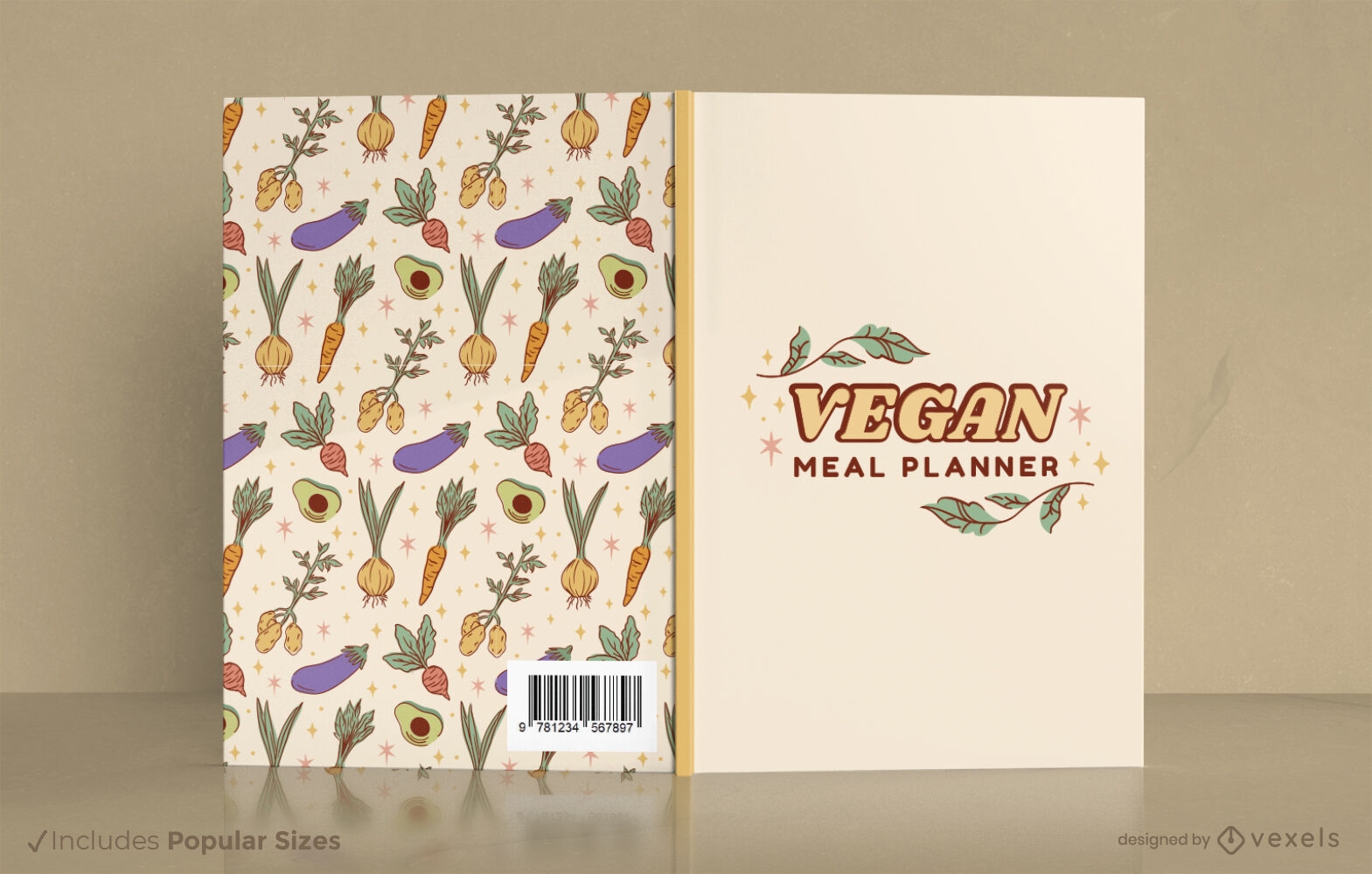 Diseño de portada de libro de planificador de comidas veganas