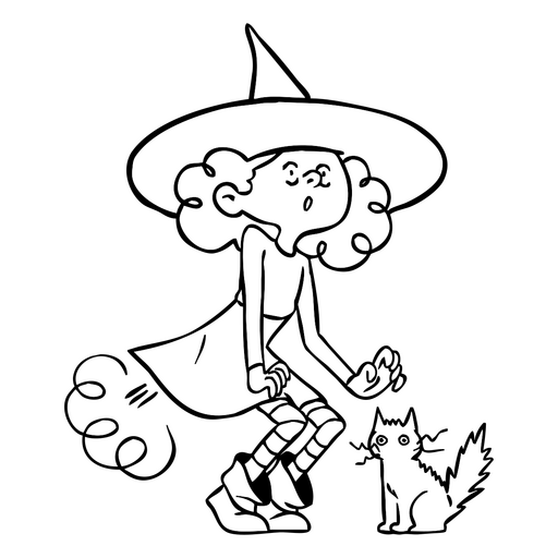 Bruxa peidando e seu gato Desenho PNG