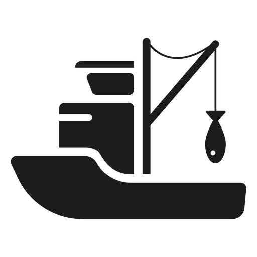 Kühnes Schattenbild des Fischerbootes PNG-Design