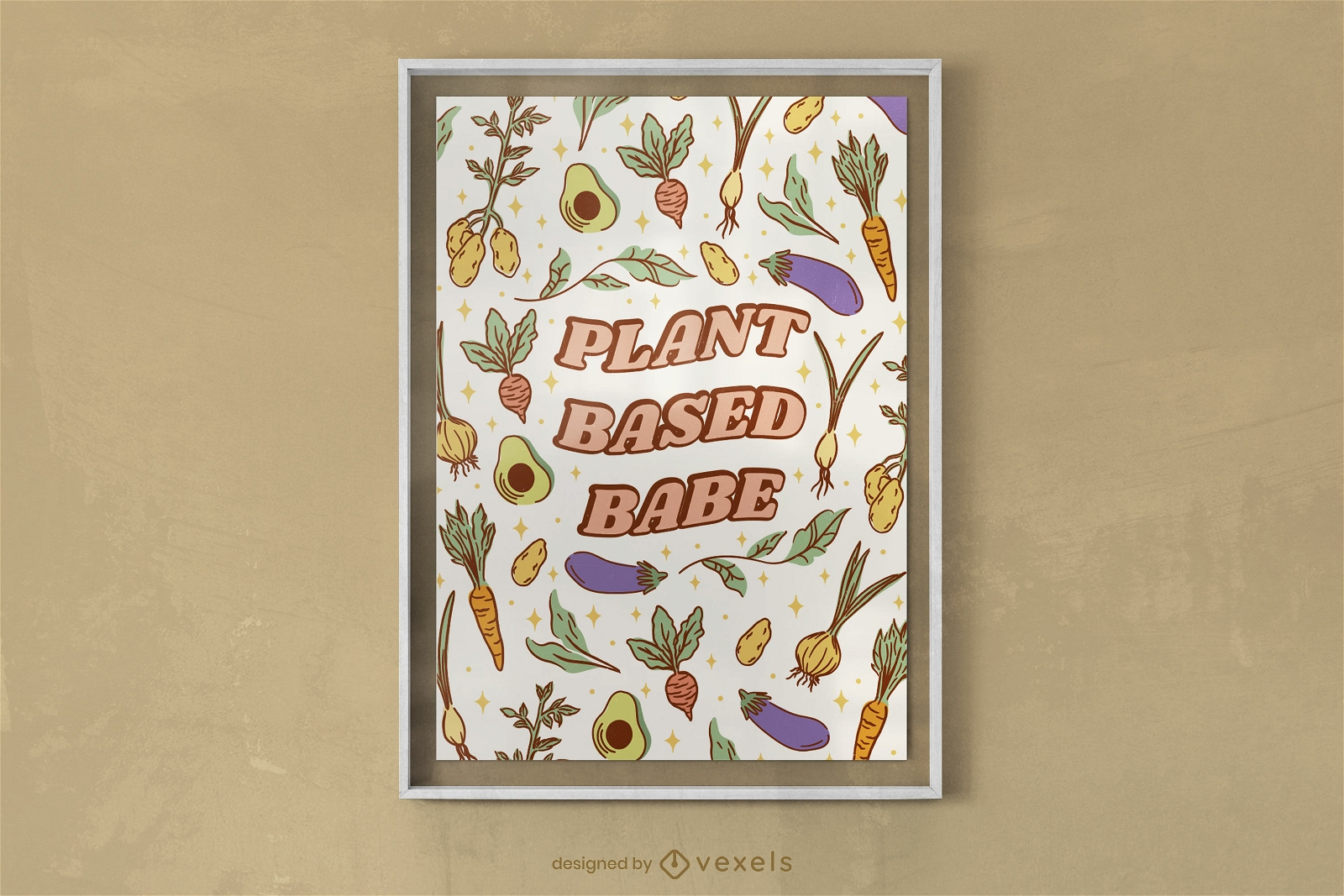 Diseño de póster vegano a base de plantas.