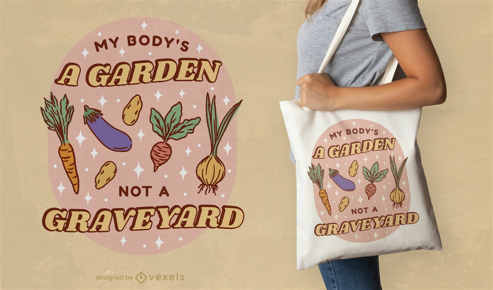 Vegan quote tote bag design