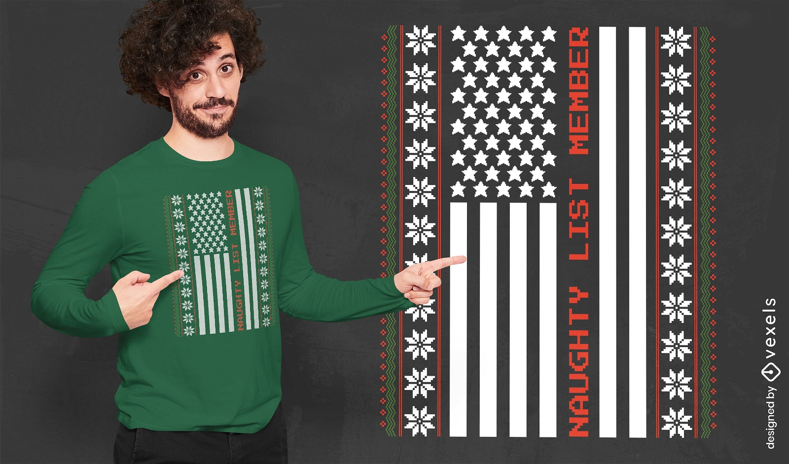 Design de t-shirt da bandeira Naughty Christmas EUA