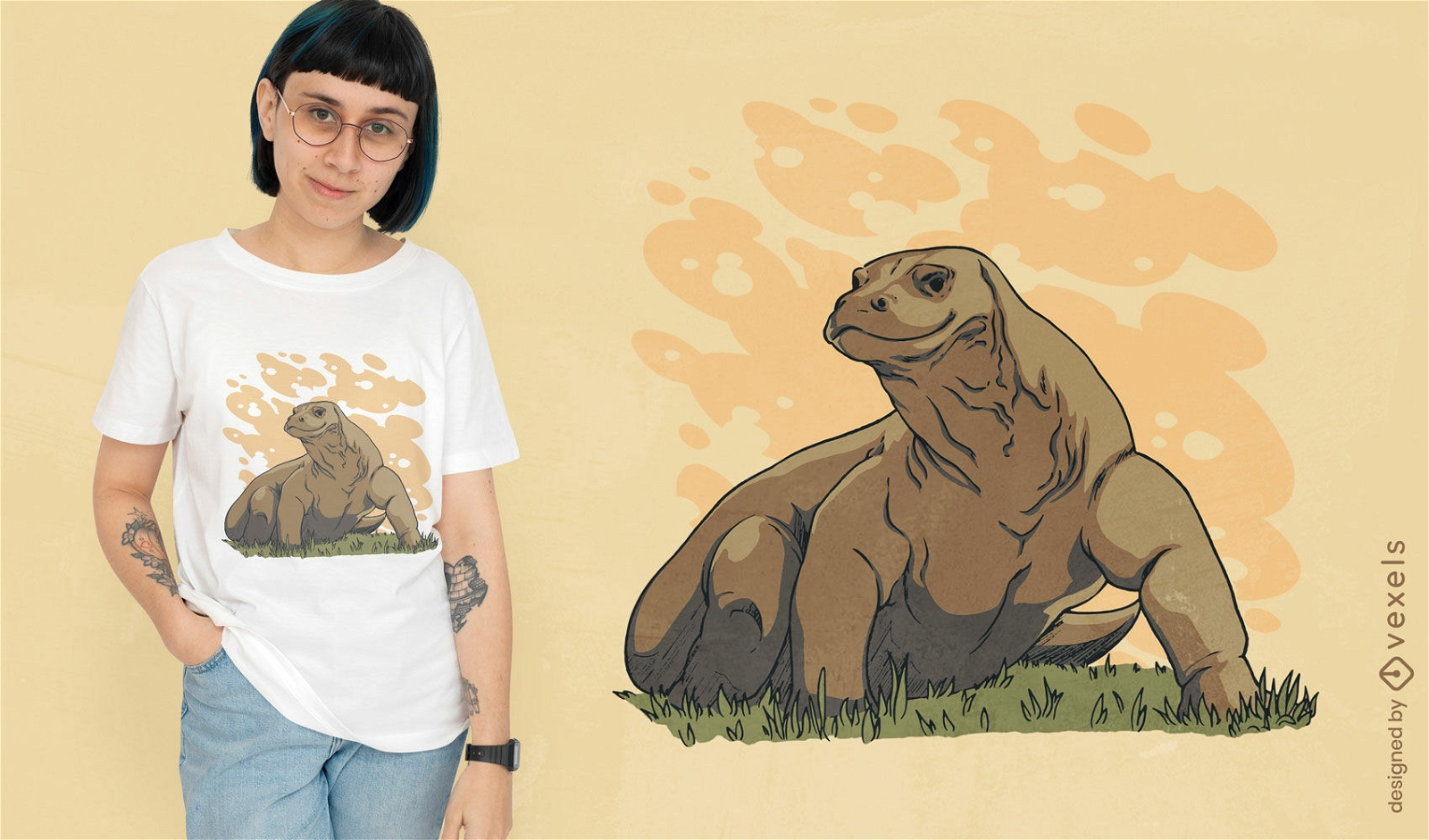 Realistic Komodo dragon t-shirt design
