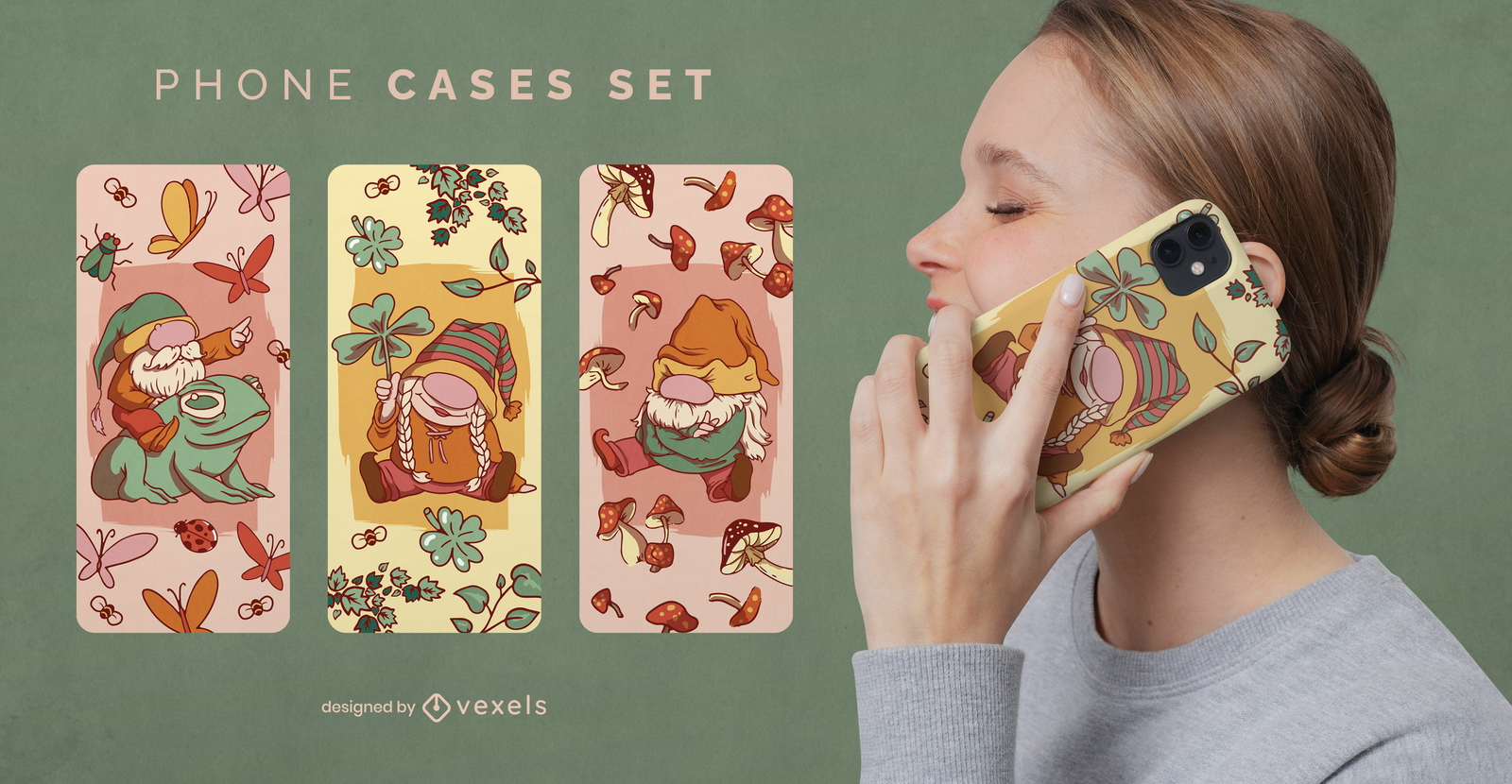 Nature gnomes phone case set