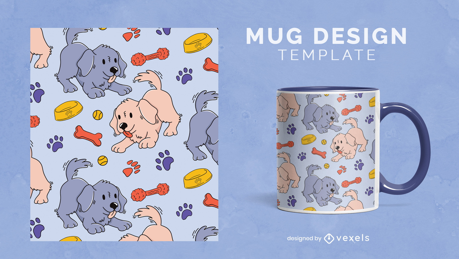 Perro jugando diseño de taza