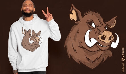 Boar wild animal cartoon t-shirt design