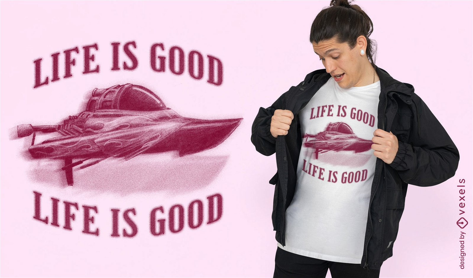 A vida ? um bom design de camiseta de barco de arrasto