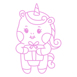 Presente kawaii de traço de unicórnio bebê Desenho PNG