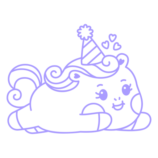 Baby unicorn stroke kawaii laying PNG Design