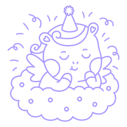Bebé unicornio trazo kawaii nube Diseño PNG