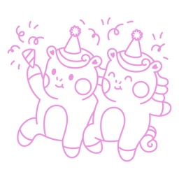 Baby-Einhörner streicheln kawaii Party PNG-Design
