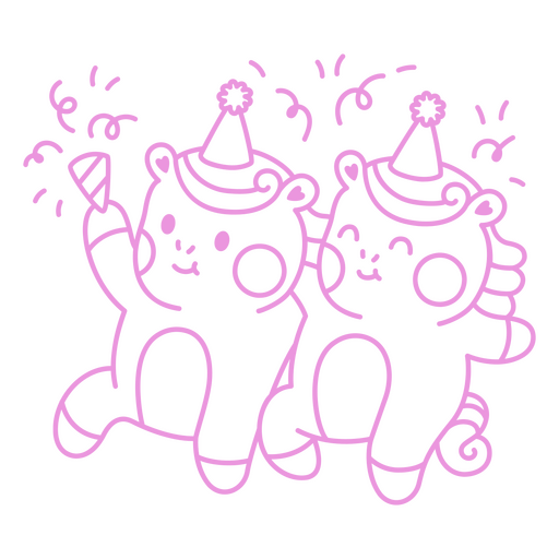 Baby unicorns stroke kawaii party PNG Design