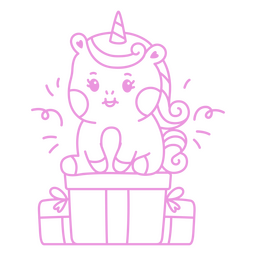 Bebé unicornio trazo kawaii presenta Diseño PNG
