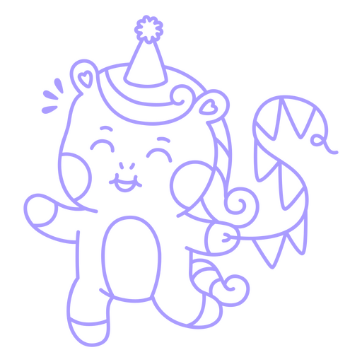 Bebé unicornio trazo kawaii celebración Diseño PNG