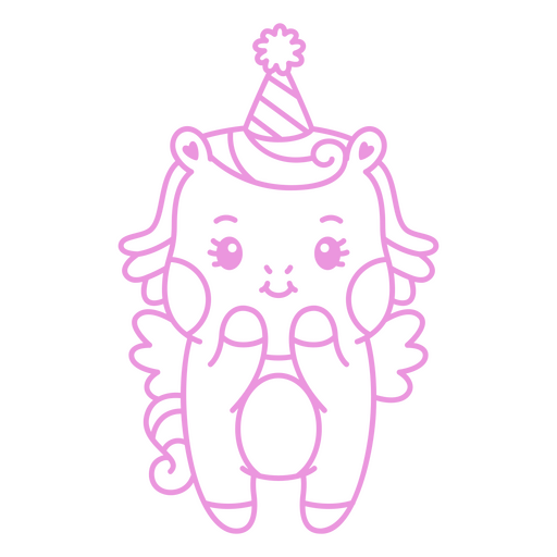 Baby unicorn stroke kawaii excited PNG Design