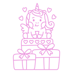 Bebé unicornio trazo kawaii cumpleaños Diseño PNG
