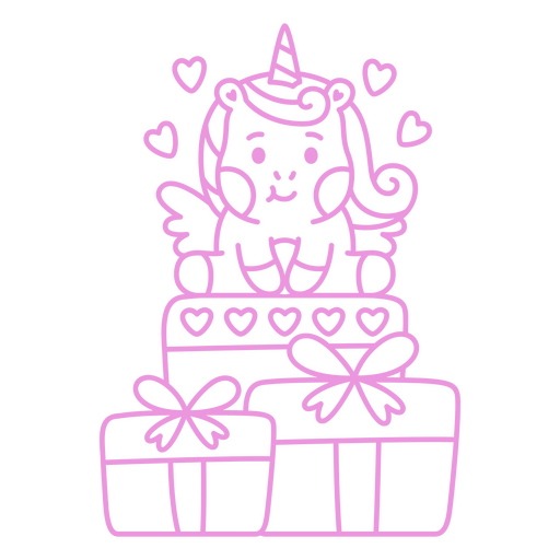 Bebé unicornio trazo kawaii cumpleaños Diseño PNG