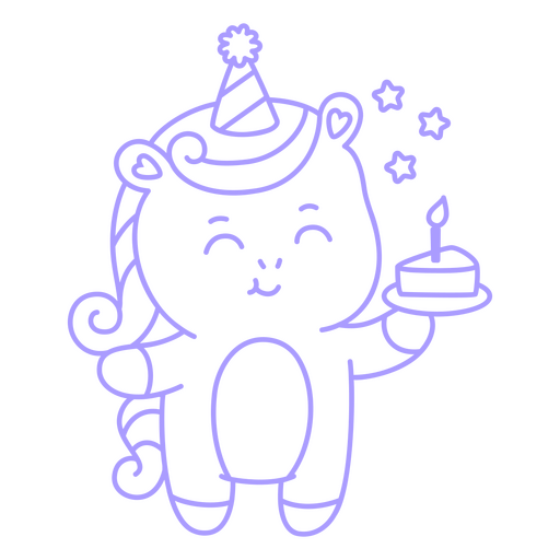 Bebé unicornio trazo kawaii pedazo de pastel Diseño PNG