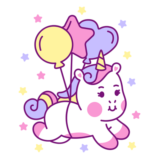 Baby unicorn kawaii balloons PNG Design