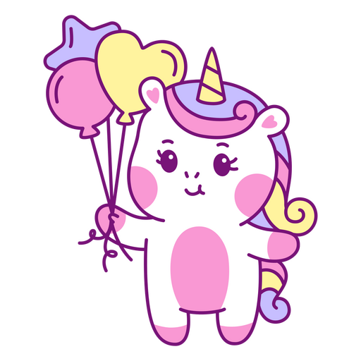 Balões de aniversário bebê unicórnio kawaii Desenho PNG