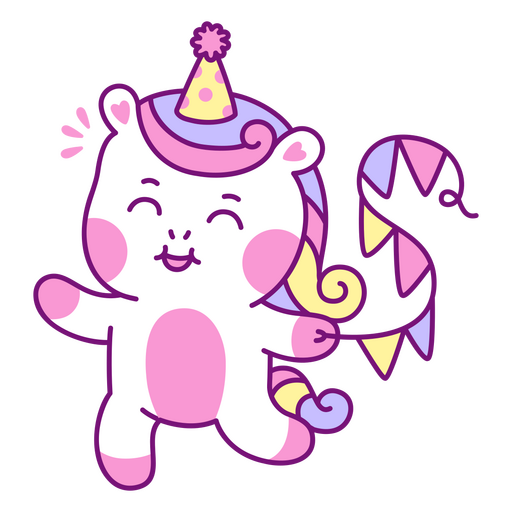 Bebé unicornio kawaii celebración Diseño PNG