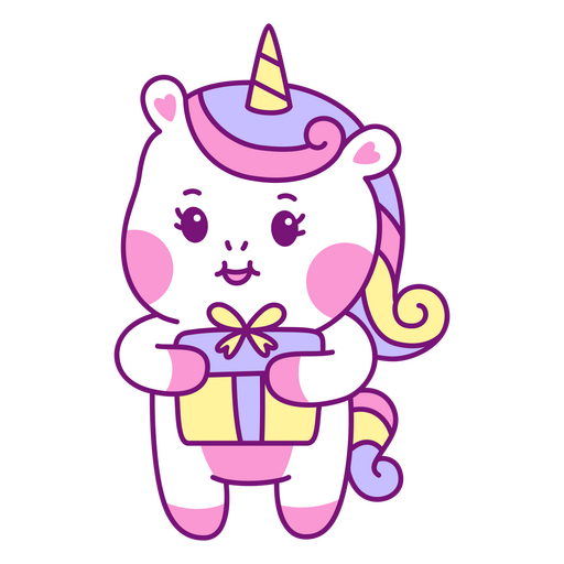 Presente kawaii bebê unicórnio Desenho PNG