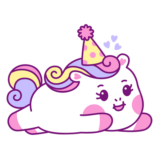 Bebê unicórnio kawaii deitado Desenho PNG