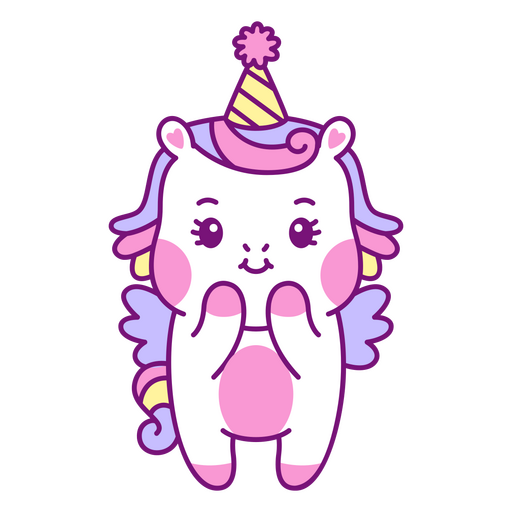 Bebé unicornio kawaii emocionado Diseño PNG