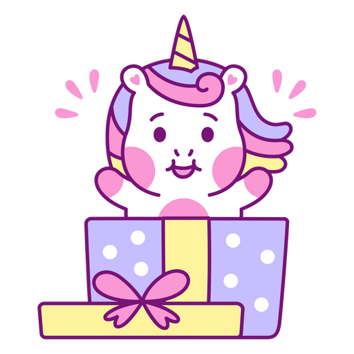 Regalo de cumpleaños kawaii unicornio bebé Diseño PNG