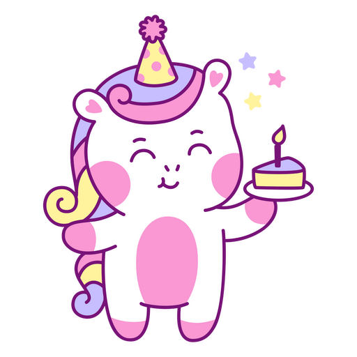 Baby unicorn kawaii piece of cake PNG Design