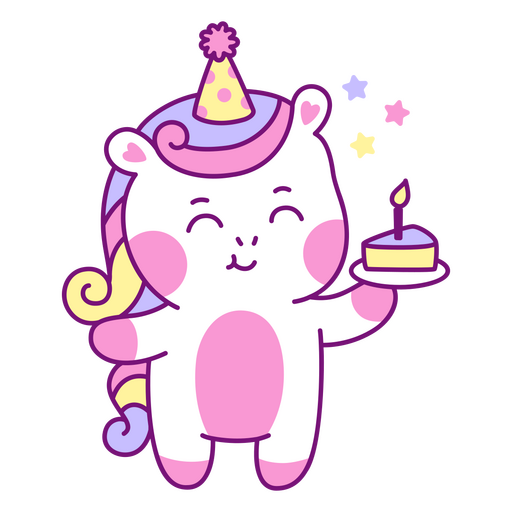 Bebé unicornio kawaii pedazo de pastel Diseño PNG