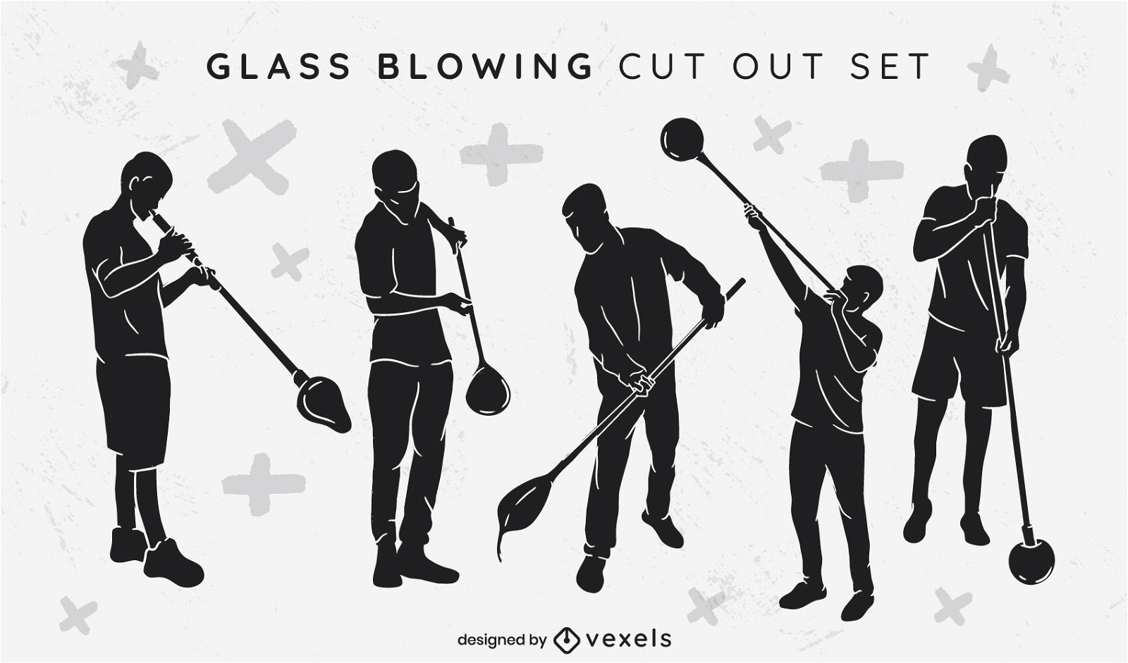 Glass blowing people cut out set