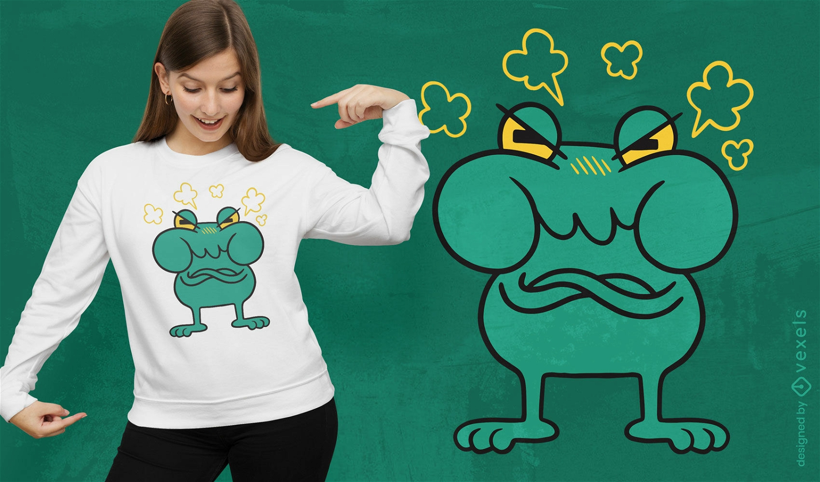 Diseño de camiseta divertida de rana enojada