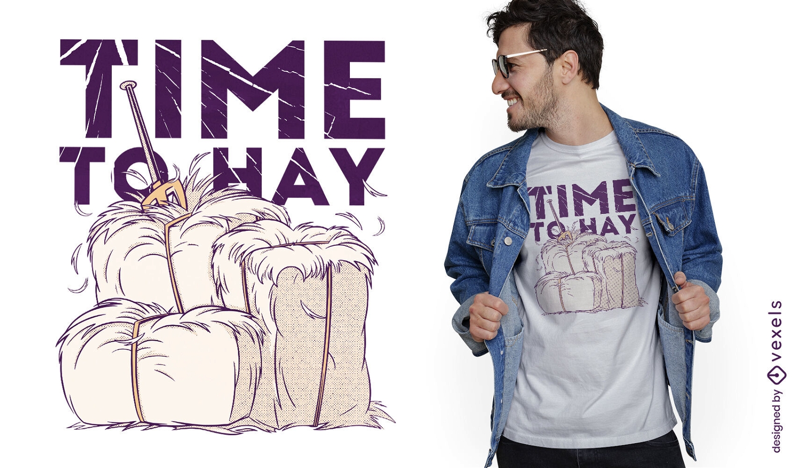 Time to hay farm t-shirt design