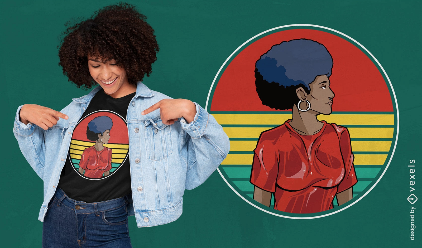 Mujer negra en diseño de camiseta de ropa mojada