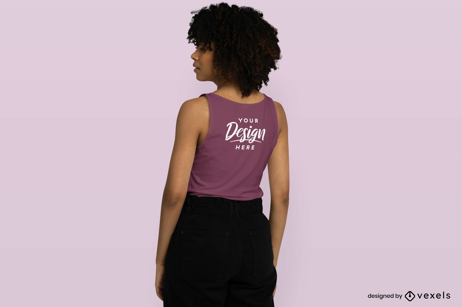 Black female model in tank top mockup