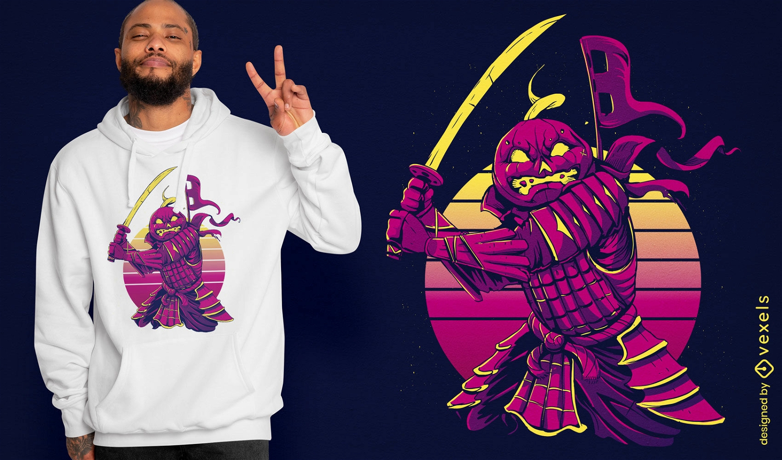 Jack o lantern samurai t-shirt design