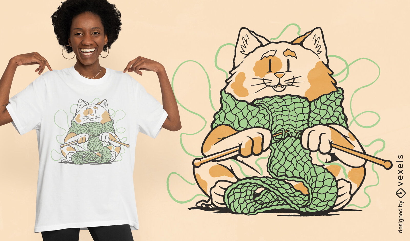 Design de t-shirt de cachecol de tric? de animal gato