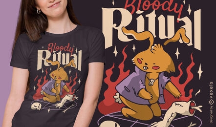 Satanic rabbit animal ritual t-shirt design