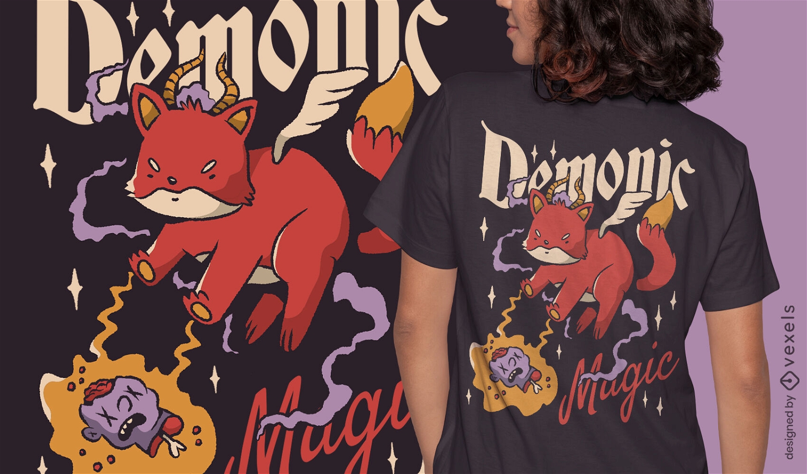 Design de camiseta ritual animal demon?aco