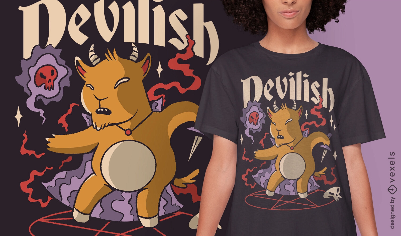 Satanisches Ziegentier im H?llen-T-Shirt-Design