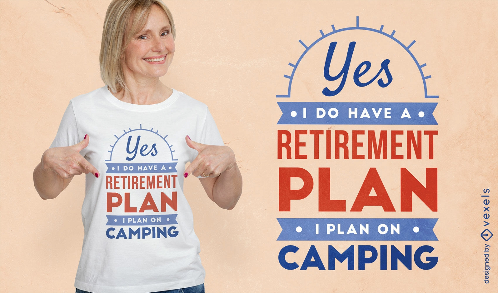 Dise?o de camiseta de jubilaci?n y camping.