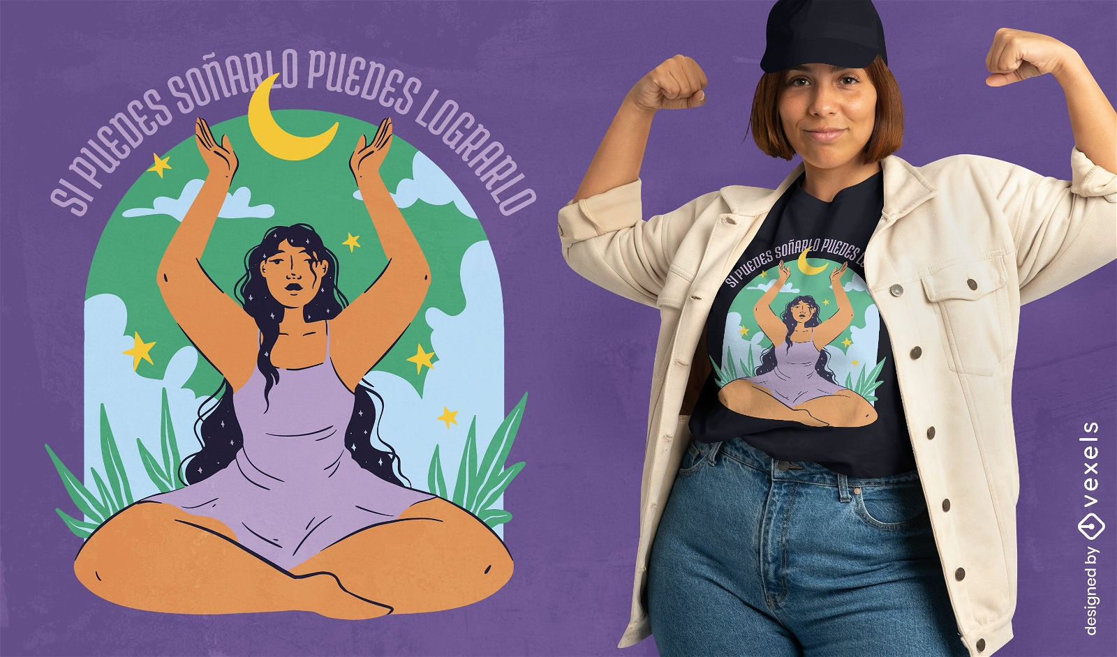 Design motivacional de camiseta de menina latino-americana
