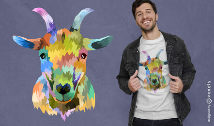 Design de camiseta de retrato de cabra Clorful