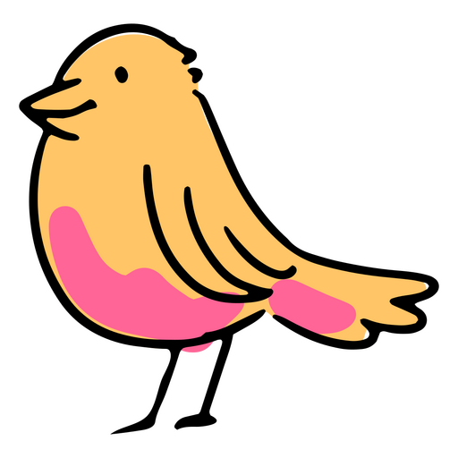 Pájaro amarillo con plumas rosadas en el vientre. Diseño PNG